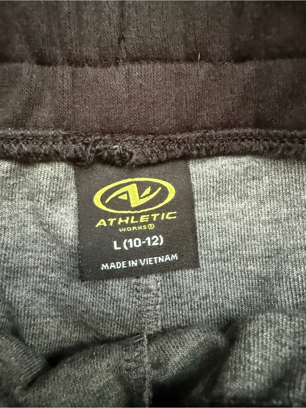 Athletic Works Boys L(10/12) Gray and Black Logo Joggers Drawstring Waisted